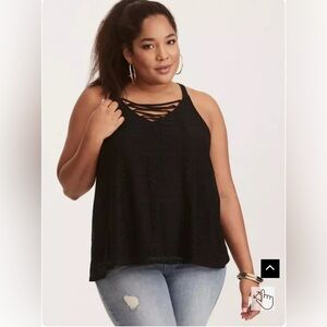 Torrid Lace Overlay Crisscross Tank Top
